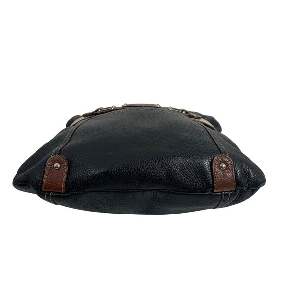 Tignanello Black Ivory Brown Colorblock Pebble Leather Buckle Shoulder Bag - Picture 5 of 13